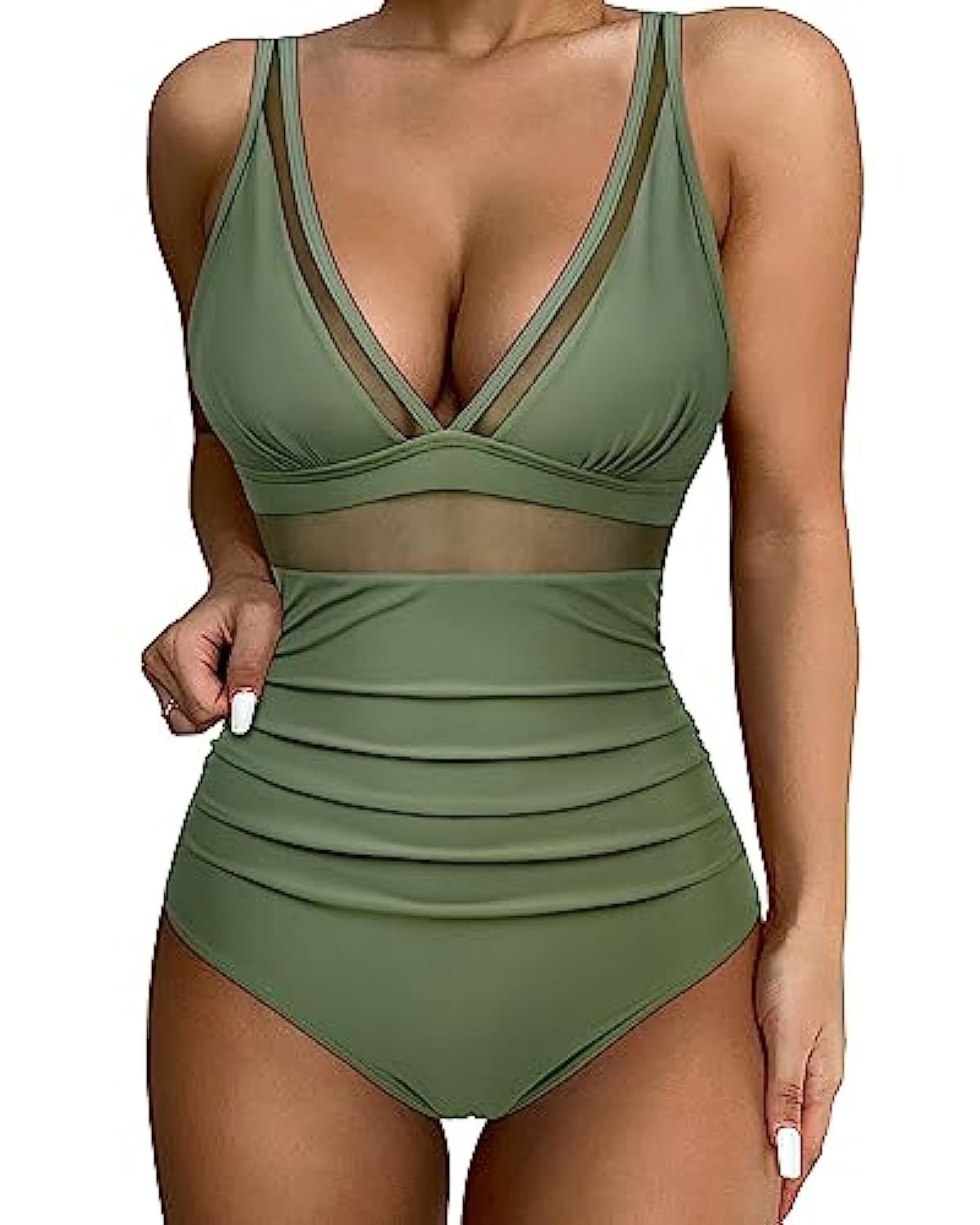Damen Badeanzug – Figurbetont – Atmungsaktives Material – Mesh – Hoher Beinausschnitt