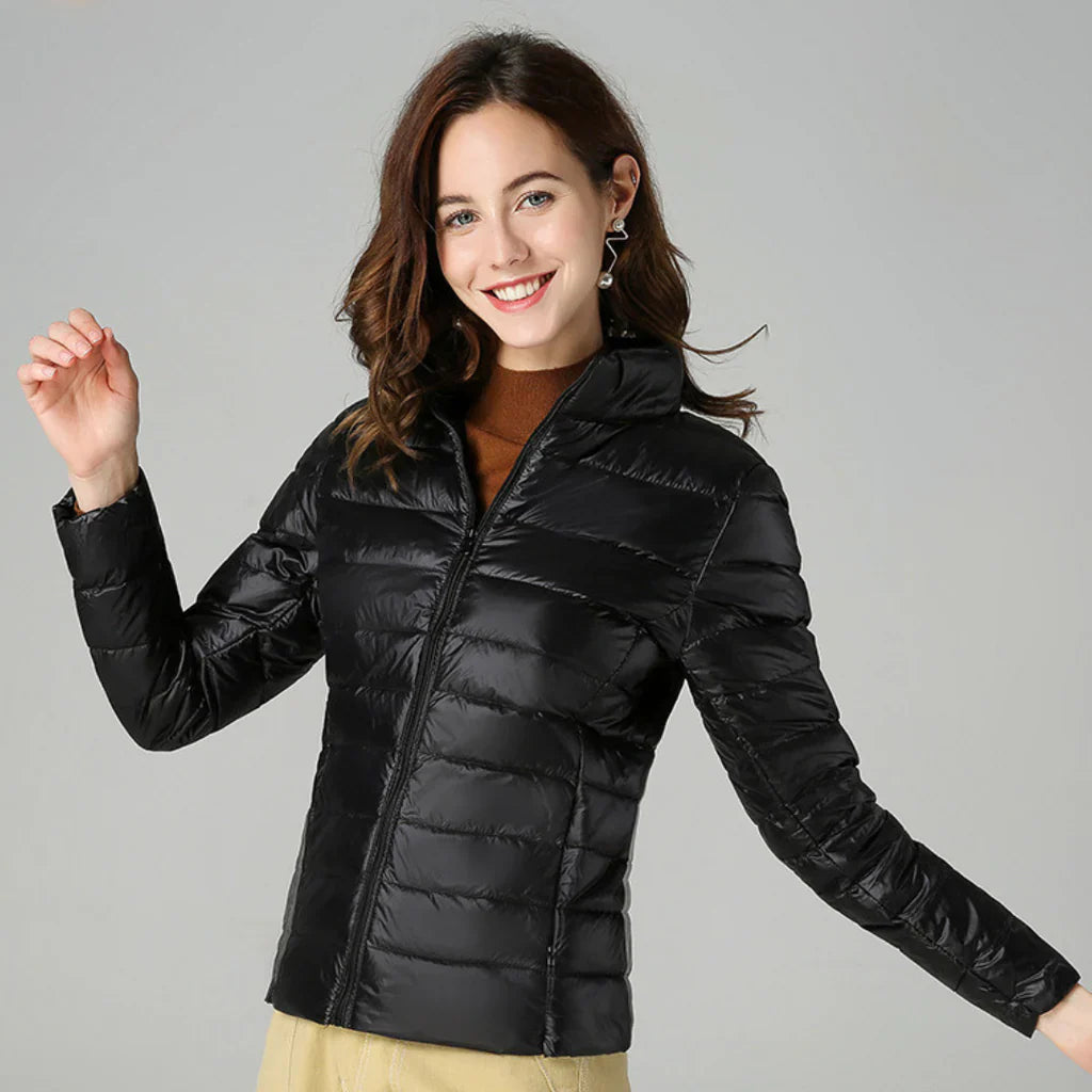 Damen Jacke – Slim Fit – Leicht – Wasserabweisend – Gesteppt – Hoher Kragen