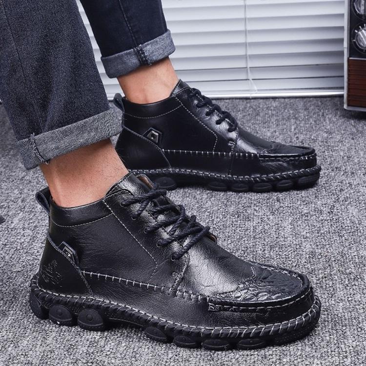 Herren Lederstiefel – Strukturierte Passform – Knöchelhoch – Schnürung – Robuste Sohle