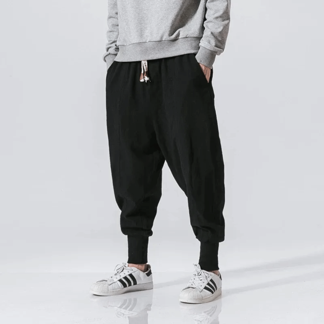 Herren Tapered-Hose – Lockerer Schnitt – Atmungsaktiv – Elastischer Bund mit Bündchen