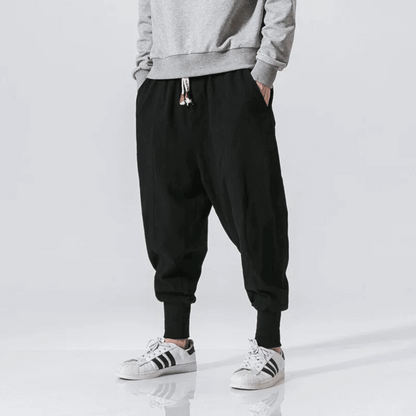 Herren Tapered-Hose – Lockerer Schnitt – Atmungsaktiv – Elastischer Bund mit Bündchen