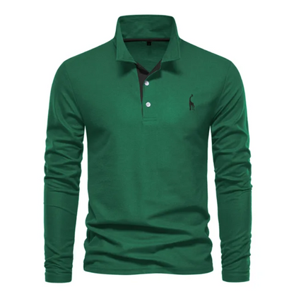Herren Poloshirt – Slim Fit – Langarm – Atmungsaktives Mischgewebe – Smart Casual