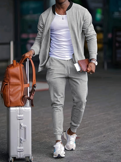 Herren Trainingsanzug Set – Slim Fit – Soft Knit – Reißverschlussjacke – Tapered Jogger