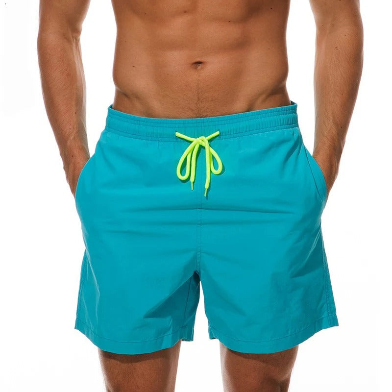 Herren Badeshorts – Relaxed Fit – Schnell Trocknend – Elastikbund mit Kordelzug – Mittellang