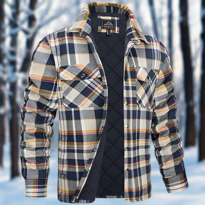 Herren Shirtjacke – Relaxed Fit – Weiches Flanell – Gesteppt – Druckknopfverschluss