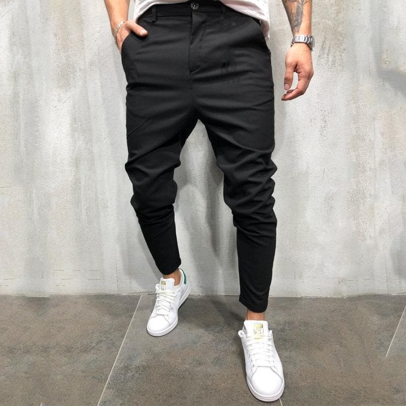 Herren Tapered Hose – Relaxed Fit – Elastischer Bund – Knopfverschluss – Atmungsaktives Gewebe