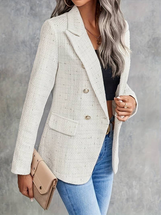 Damen Blazerjacke – Taillierter Schnitt – Strukturierter Stoff – Zweireihig – Reverskragen