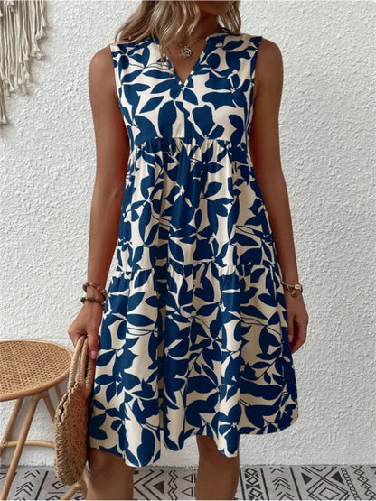 Damen Kleid ärmellos – V-Ausschnitt – A-Linie – Atmungsaktives Material – Knielang