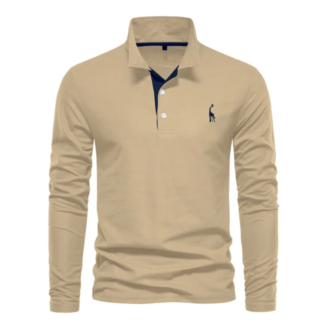 Herren Poloshirt – Slim Fit – Langarm – Atmungsaktives Mischgewebe – Smart Casual