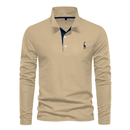 Herren Poloshirt – Slim Fit – Langarm – Atmungsaktives Mischgewebe – Smart Casual