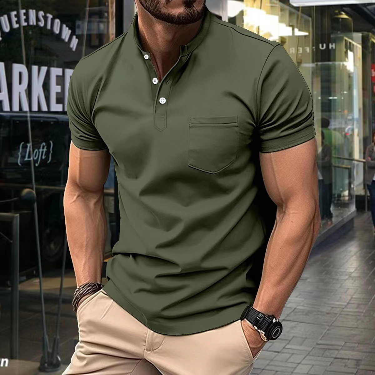 Herren Poloshirt – Slim Fit – Halbkragen – Kurzarm – Weiches Strickmaterial