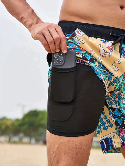 Herren Badeshorts – Schnell trocknend – Mid-Thigh Passform – Innen-Kompression