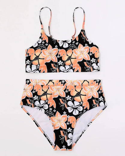 Damen Bikini Set – High Waist – Tanktop Stil – Florales Muster – Atmungsaktive Mischung