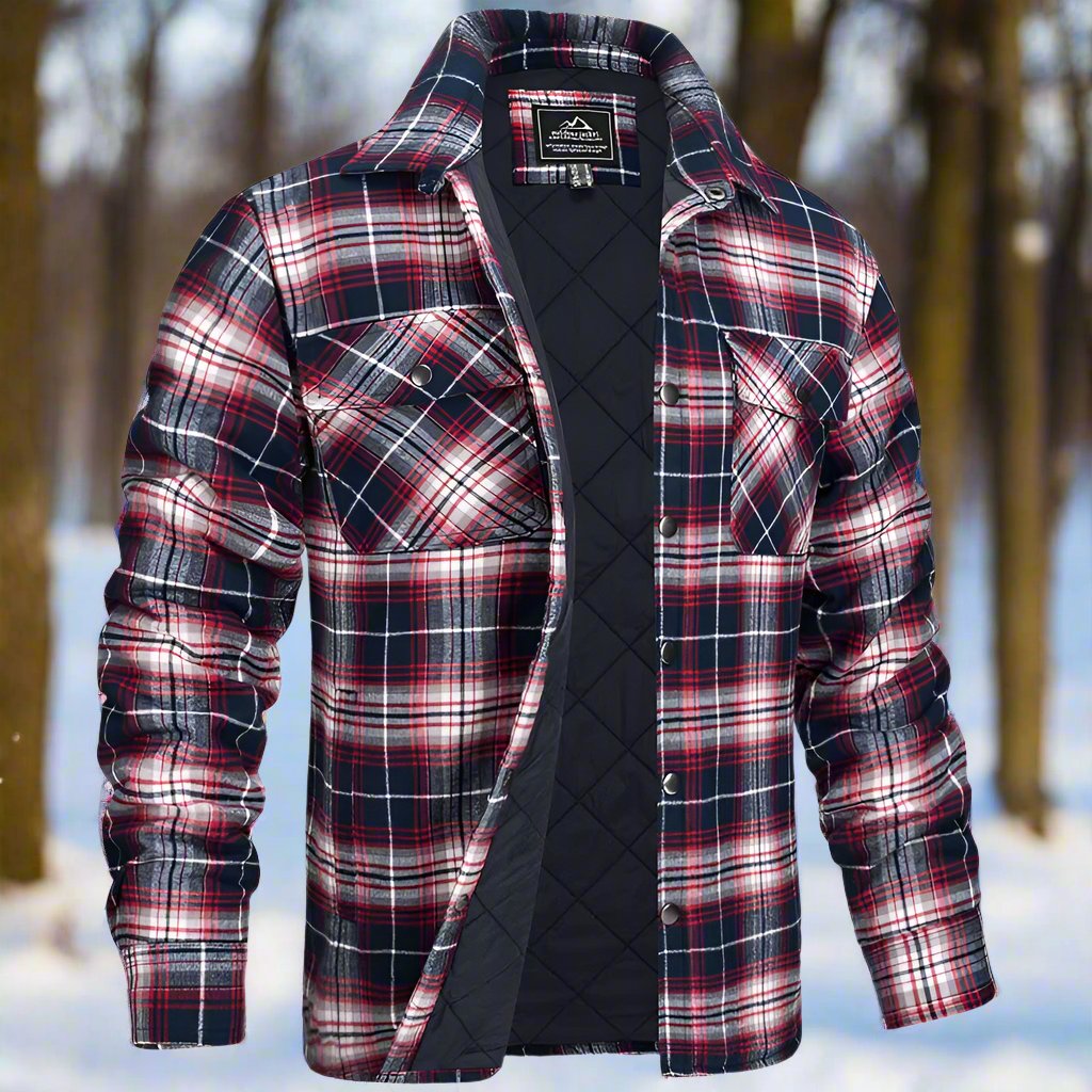 Herren Shirtjacke – Relaxed Fit – Weiches Flanell – Gesteppt – Druckknopfverschluss