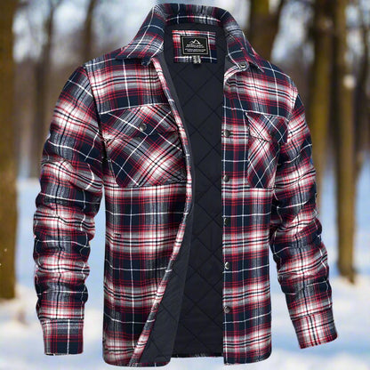 Herren Shirtjacke – Relaxed Fit – Weiches Flanell – Gesteppt – Druckknopfverschluss