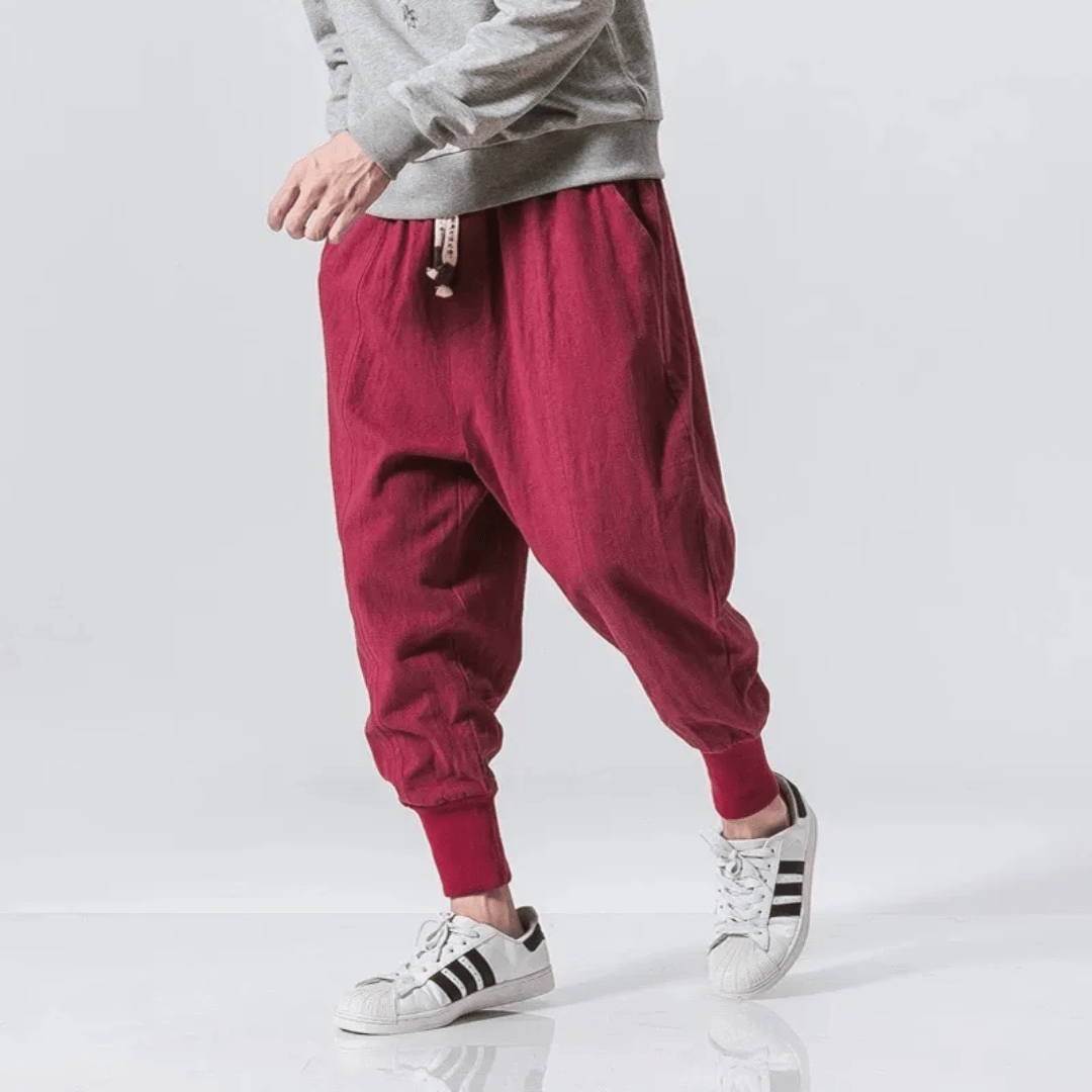 Herren Tapered-Hose – Lockerer Schnitt – Atmungsaktiv – Elastischer Bund mit Bündchen