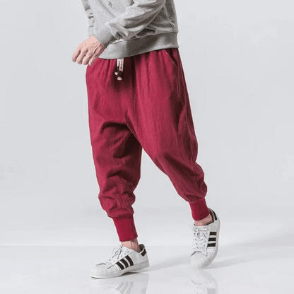 Herren Tapered-Hose – Lockerer Schnitt – Atmungsaktiv – Elastischer Bund mit Bündchen