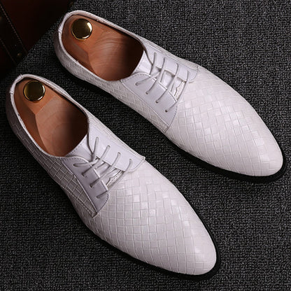 Herren Business Schuhe – Lederoptik mit Flechtstruktur – Schlanke Passform – Schnürung