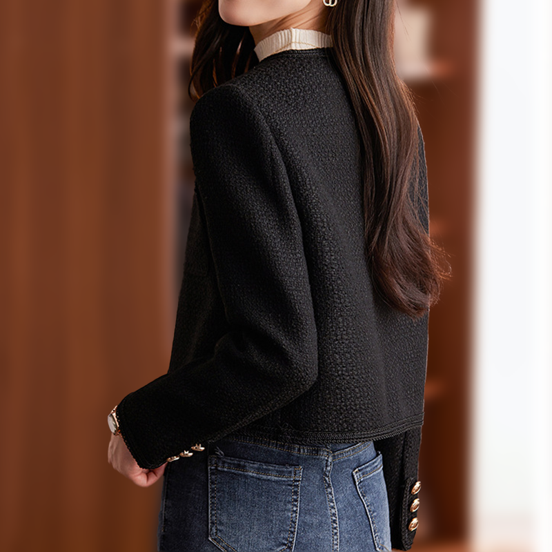 Damen Blazer – Cropped Fit – Strukturierte Silhouette – Texturiertes Gewebe