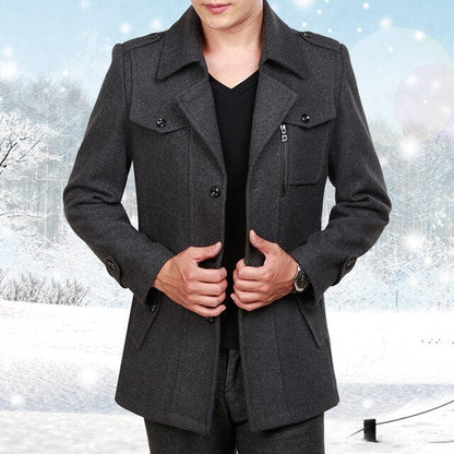 Herren Peacoat – Taillierter Schnitt – Doppelreiher – Eleganter Look – Mittellang