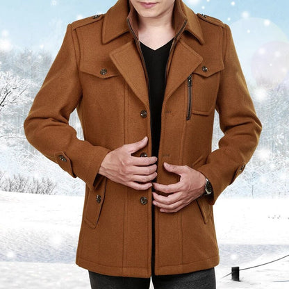 Herren Peacoat – Taillierter Schnitt – Doppelreiher – Eleganter Look – Mittellang