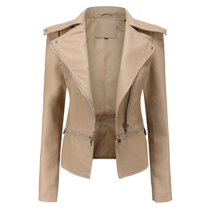 Damen Bikerjacke – Taillierter Schnitt – Asymmetrischer Reißverschluss – Elegant Modern