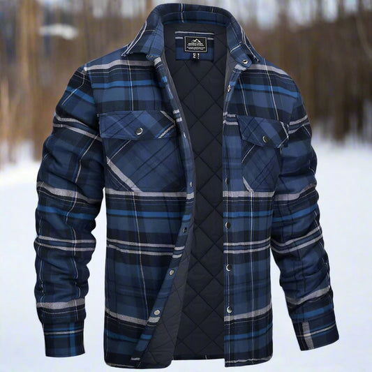 Herren Shirtjacke – Relaxed Fit – Weiches Flanell – Gesteppt – Druckknopfverschluss