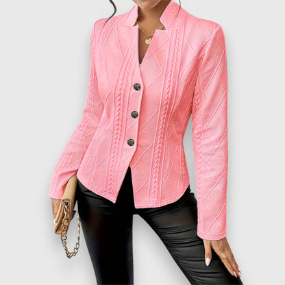 Damen Blazerjacke – Strukturierte Passform – Soft Knit – Tailliert – Knopfverschluss