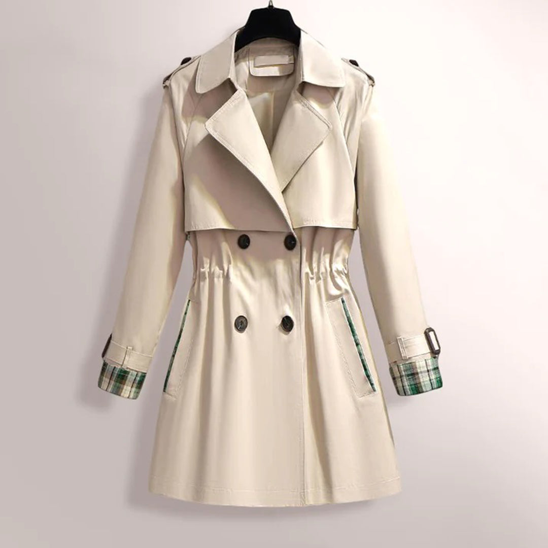 Damen Trenchcoat – Taillierter Schnitt – Doppelreihig – Gürtel – Karofutter – Epauletten