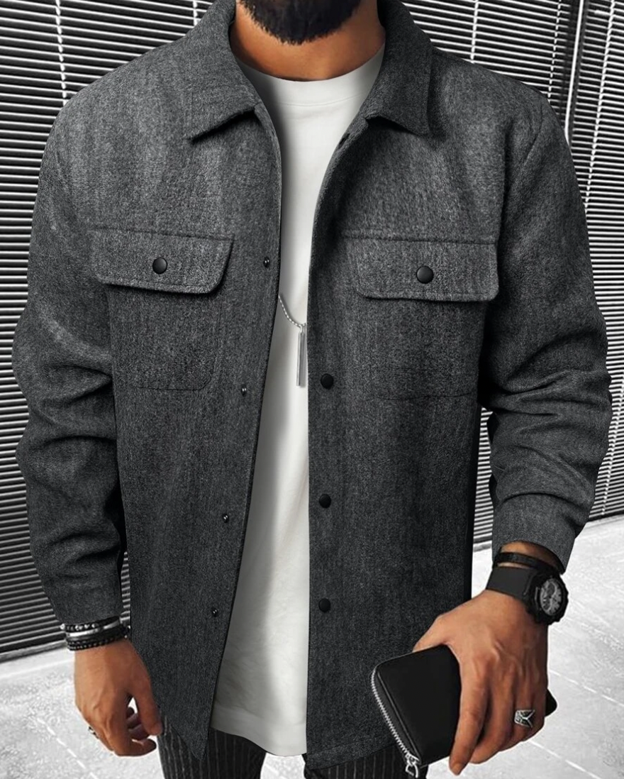 Herren Freizeithemd – Relaxed Fit – Weiches Luxusmaterial – Knopfleiste & Brusttaschen