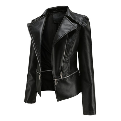 Damen Bikerjacke – Taillierter Schnitt – Asymmetrischer Reißverschluss – Elegant Modern