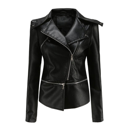 Damen Bikerjacke – Taillierter Schnitt – Asymmetrischer Reißverschluss – Elegant Modern