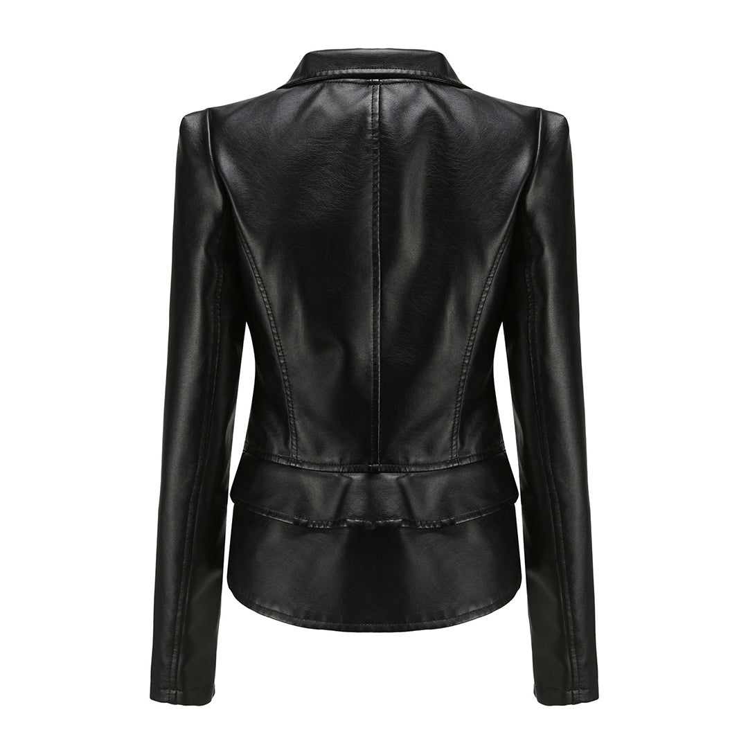 Damen Bikerjacke – Taillierter Schnitt – Asymmetrischer Reißverschluss – Elegant Modern
