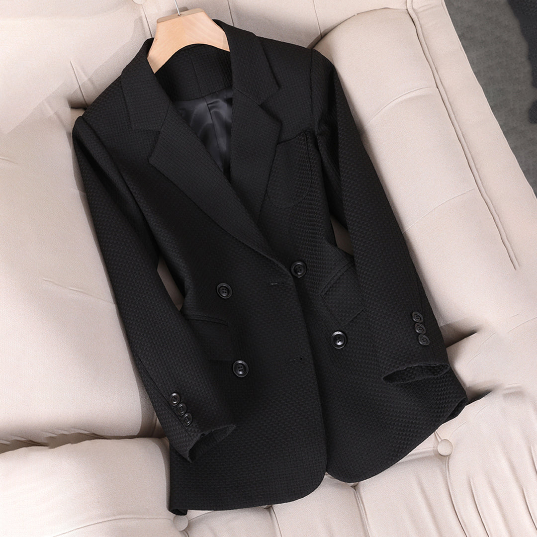 Damen Blazer – Taillierte Passform – Doppelreihig – Strukturierter Luxusstoff – Reverskragen