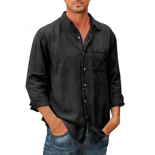 Herren Freizeithemd – Relaxed Fit – Atmungsaktives Mischgewebe – Brusttasche – Knopfleiste