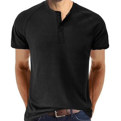 Herren Henley Shirt – Slim Fit – Soft Knit – Kurzarm – Atmungsaktiv Freizeit