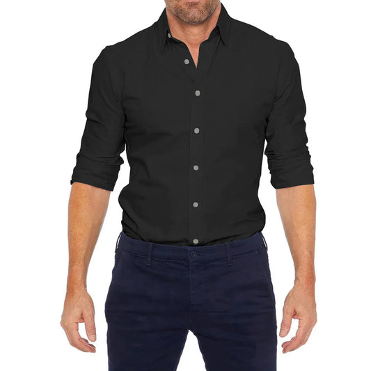 Herren Formalhemd – Slim Fit – Atmungsaktives Gewebe – Button-Down-Kragen – Umschlagärmel