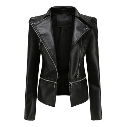Damen Bikerjacke – Taillierter Schnitt – Asymmetrischer Reißverschluss – Elegant Modern