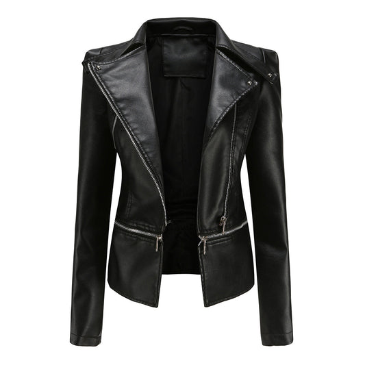Damen Bikerjacke – Taillierter Schnitt – Asymmetrischer Reißverschluss – Elegant Modern