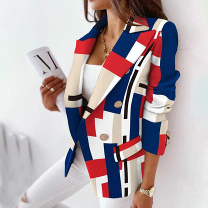Damen Blazer – Taillierter Schnitt – Karomuster – Zweireihig – Strukturierter Look