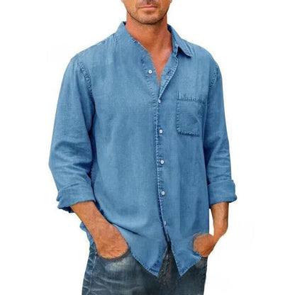 Herren Freizeithemd – Relaxed Fit – Atmungsaktives Mischgewebe – Brusttasche – Knopfleiste