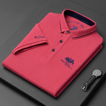 Herren Poloshirt – Soft Knit – Regular Fit – Kurzarm – Gestickte Details