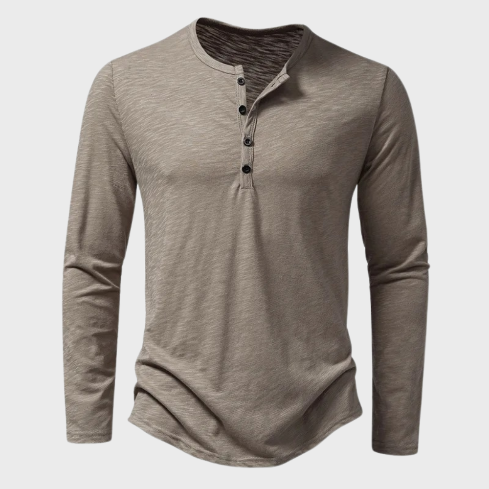 Herren Henley Shirt – Slim Fit – Atmungsaktives Gewebe – Langarm Freizeitstil