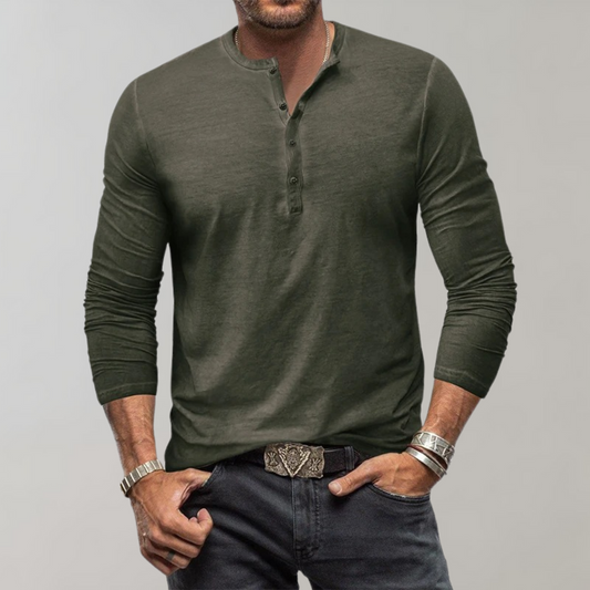 Herren Henley Shirt – Slim Fit – Atmungsaktives Gewebe – Langarm Freizeitstil