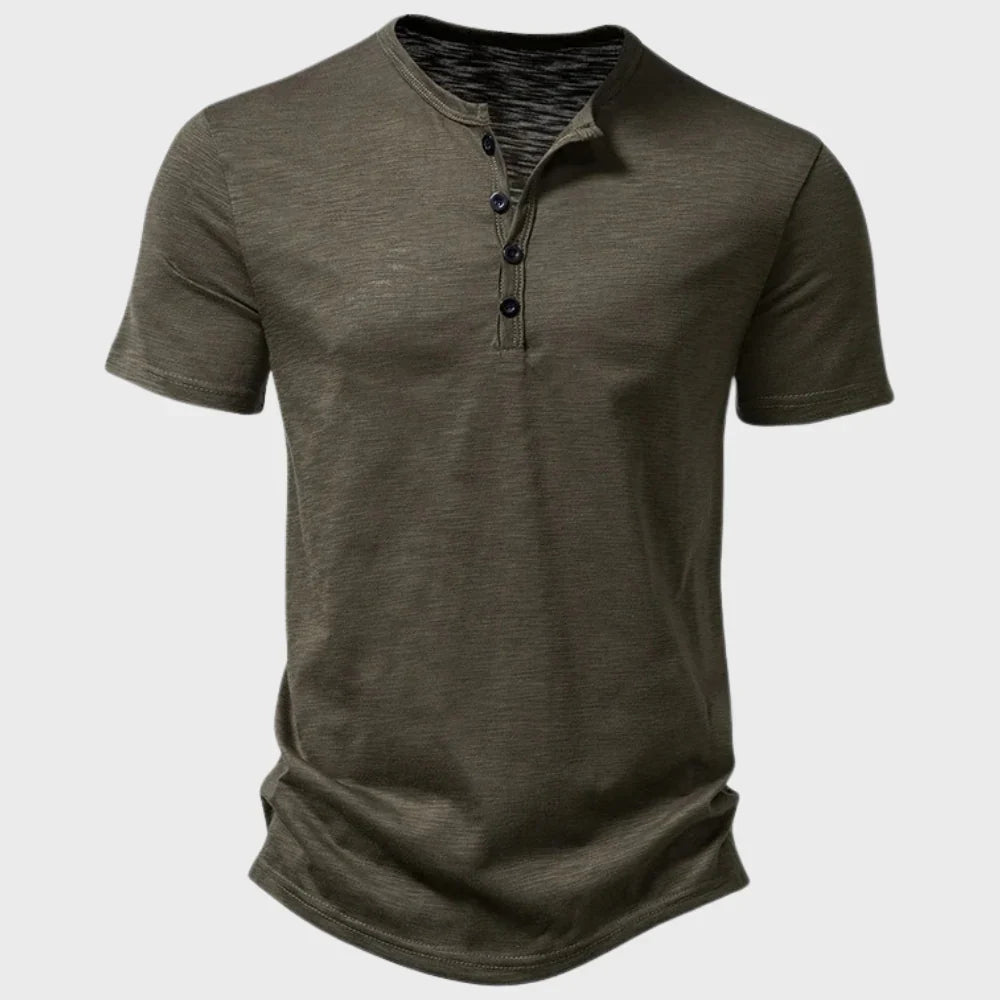 Herren T-Shirt – Soft Knit – Regular Fit – Henley Kragen – Kurzarm Atmungsaktiv