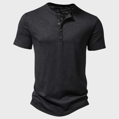 Herren T-Shirt – Soft Knit – Regular Fit – Henley Kragen – Kurzarm Atmungsaktiv