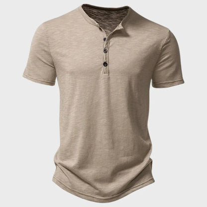 Herren T-Shirt – Soft Knit – Regular Fit – Henley Kragen – Kurzarm Atmungsaktiv