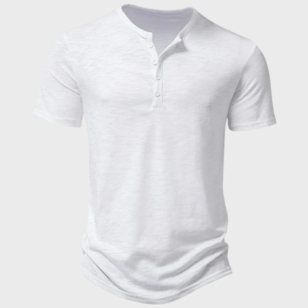 Herren T-Shirt – Soft Knit – Regular Fit – Henley Kragen – Kurzarm Atmungsaktiv