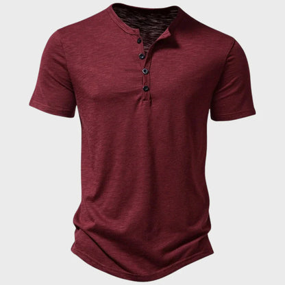 Herren T-Shirt – Soft Knit – Regular Fit – Henley Kragen – Kurzarm Atmungsaktiv