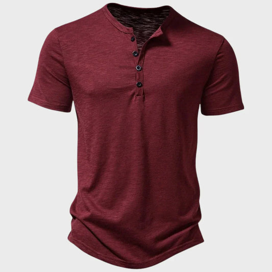 Herren T-Shirt – Soft Knit – Regular Fit – Henley Kragen – Kurzarm Atmungsaktiv